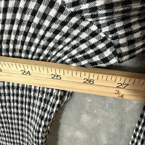 J Jill Top 2X Black White Checks V Neck 3/4 Sleeves Plus Tunic Cottagecore - Picture 8 of 9